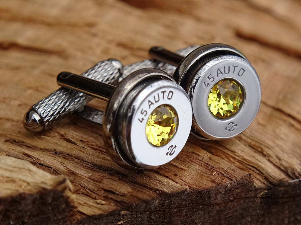 Bullet cufflinks high polished citrine __etsy:2821696783