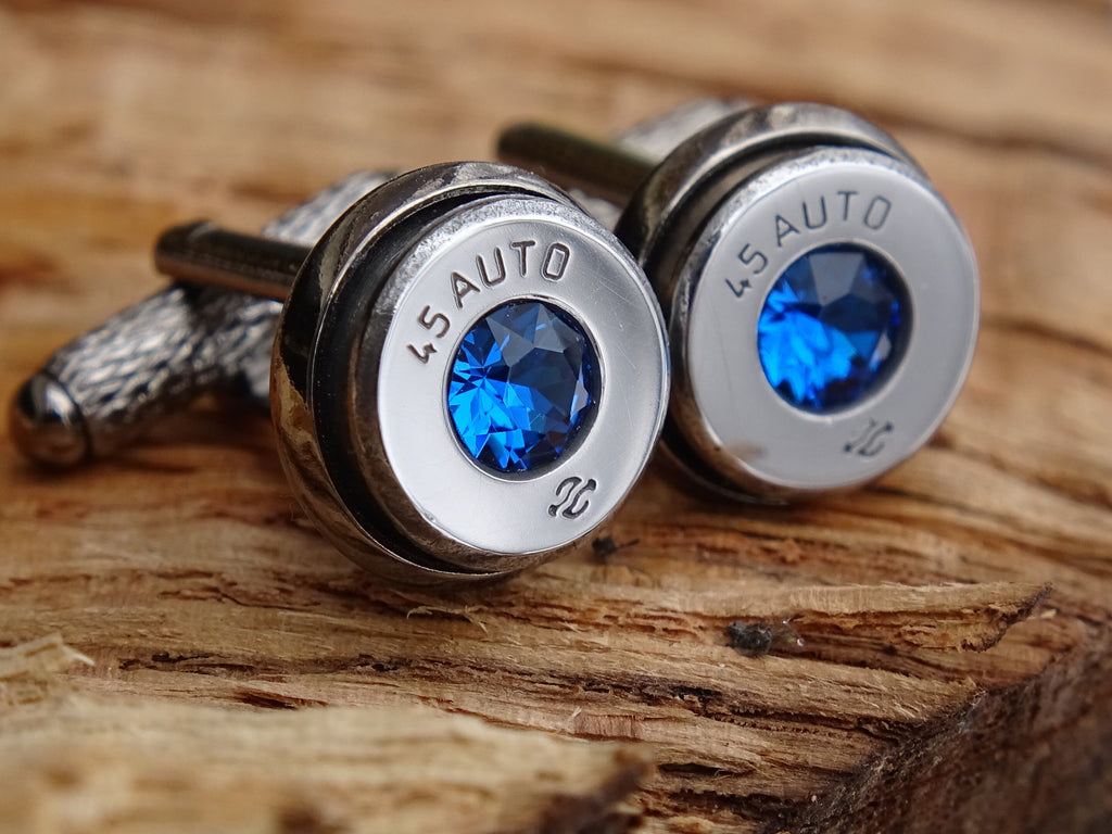 Bullet cufflinks high polished copri blue __etsy:2821621211
