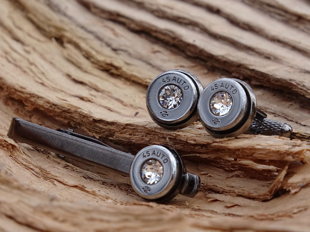 Bullet cufflinks high polished cubic zirconia __etsy:2821250809