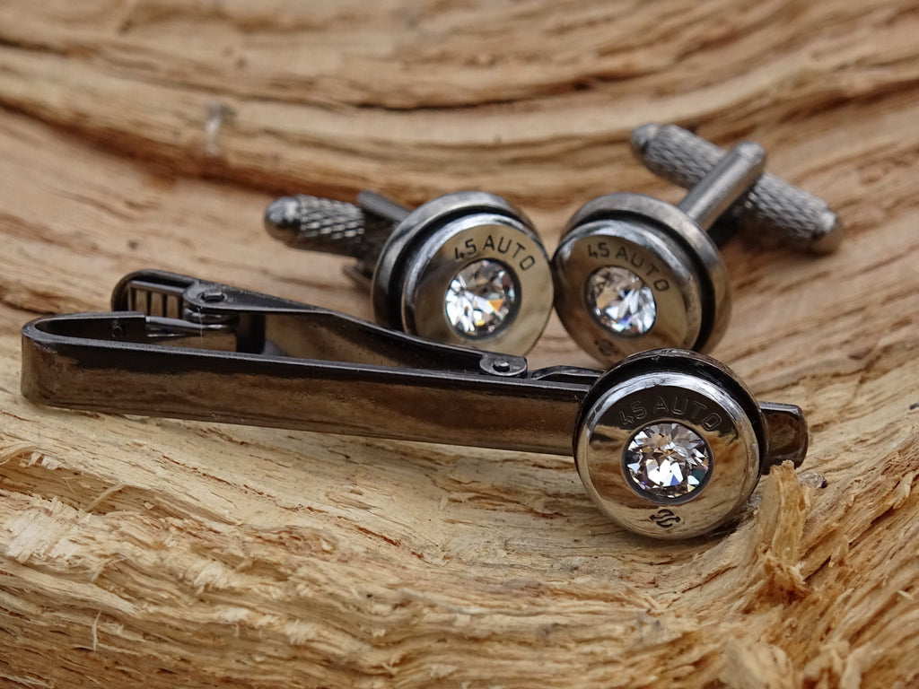 Bullet cufflinks high polished cubic zirconia __etsy:2773568562