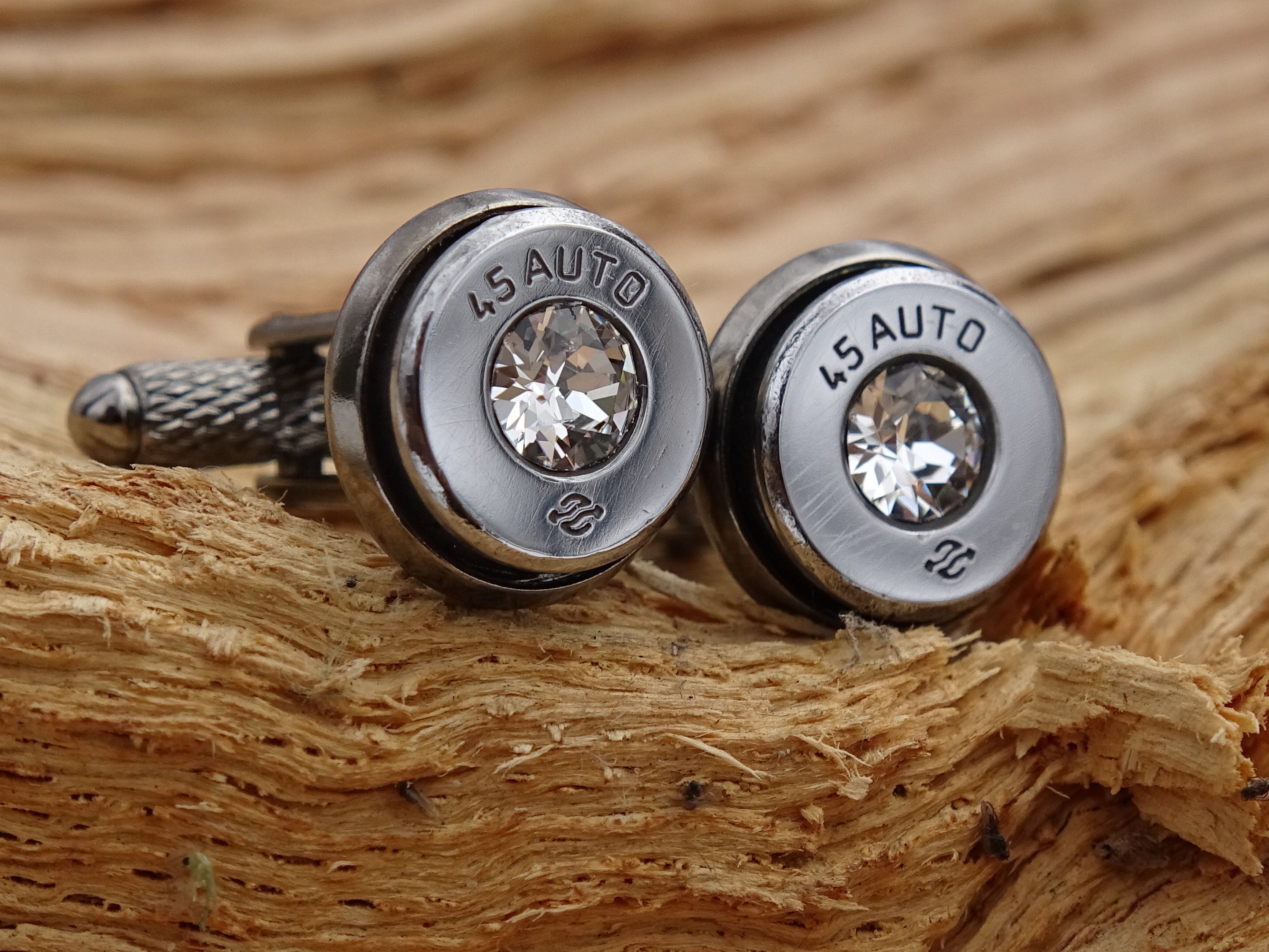 Bullet cufflinks high polished cubic zirconia __etsy:2773568980