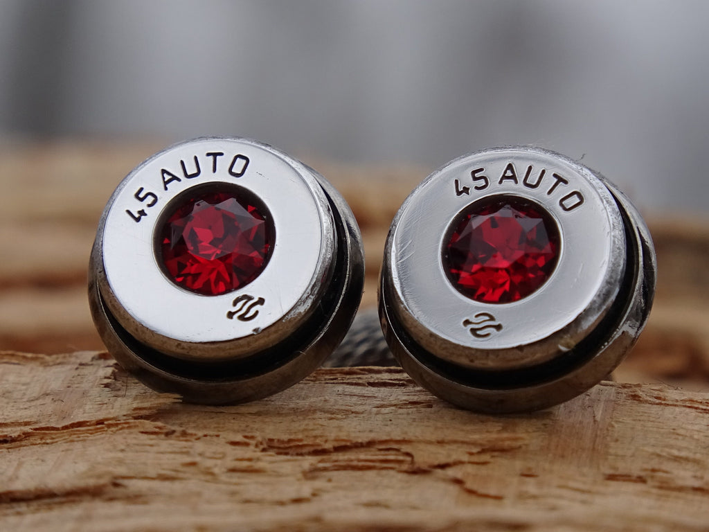 Bullet cufflinks high polished garnet __etsy:2773796894