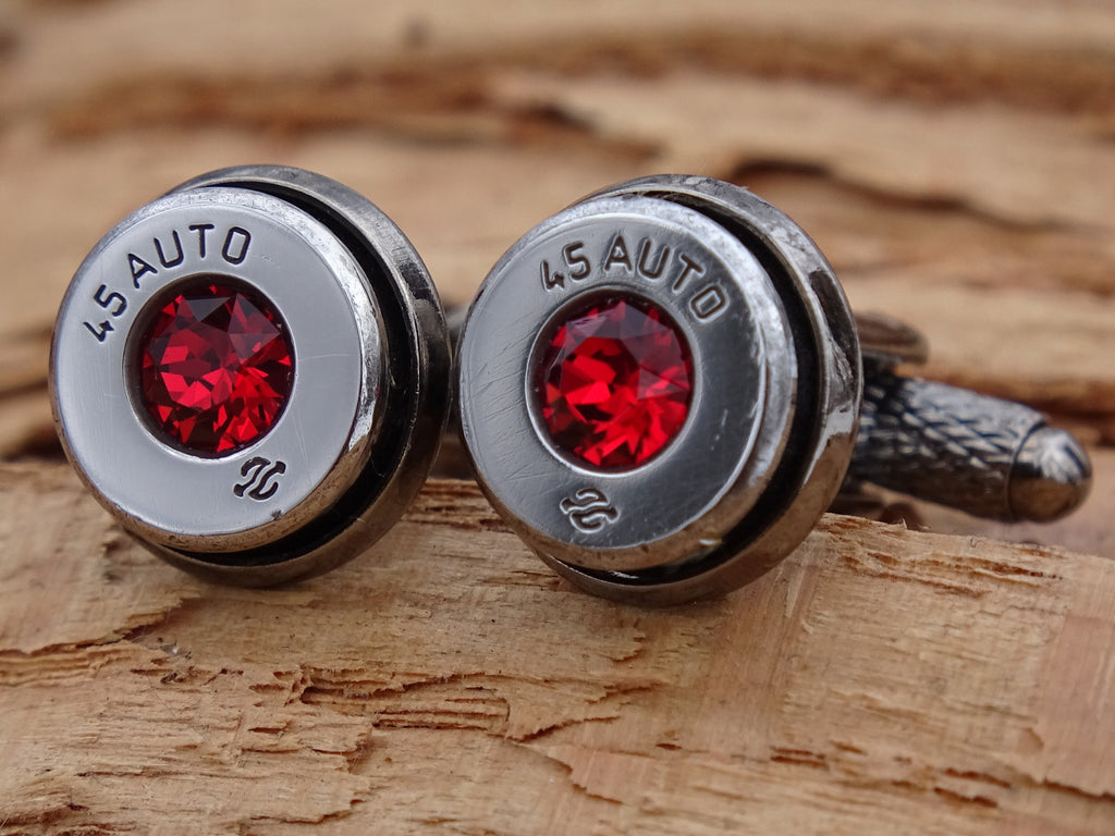 Bullet cufflinks high polished garnet __etsy:2773791850