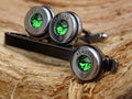 Bullet cufflinks high polished green __etsy:2821711129