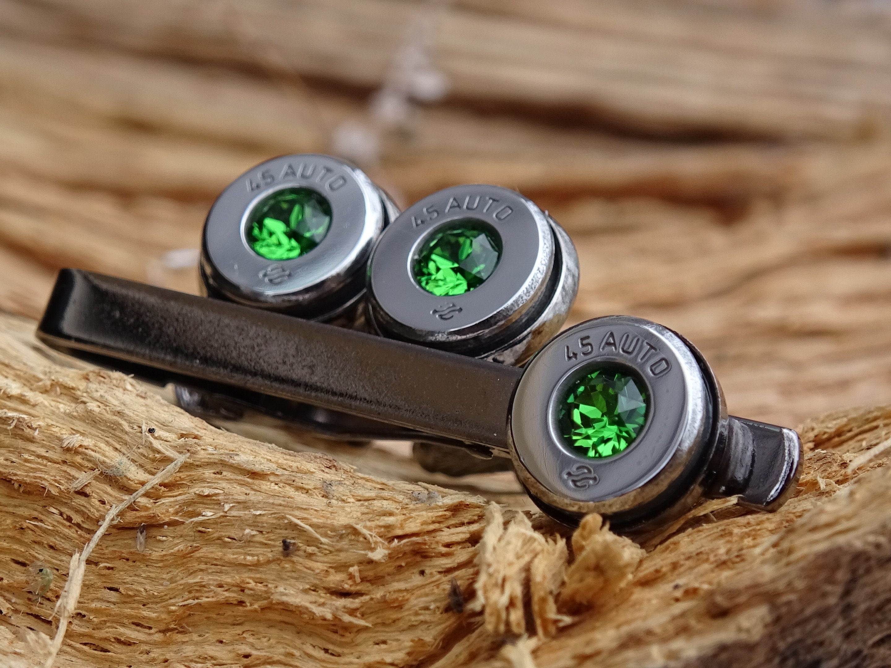 Bullet cufflinks high polished green __etsy:2821711047