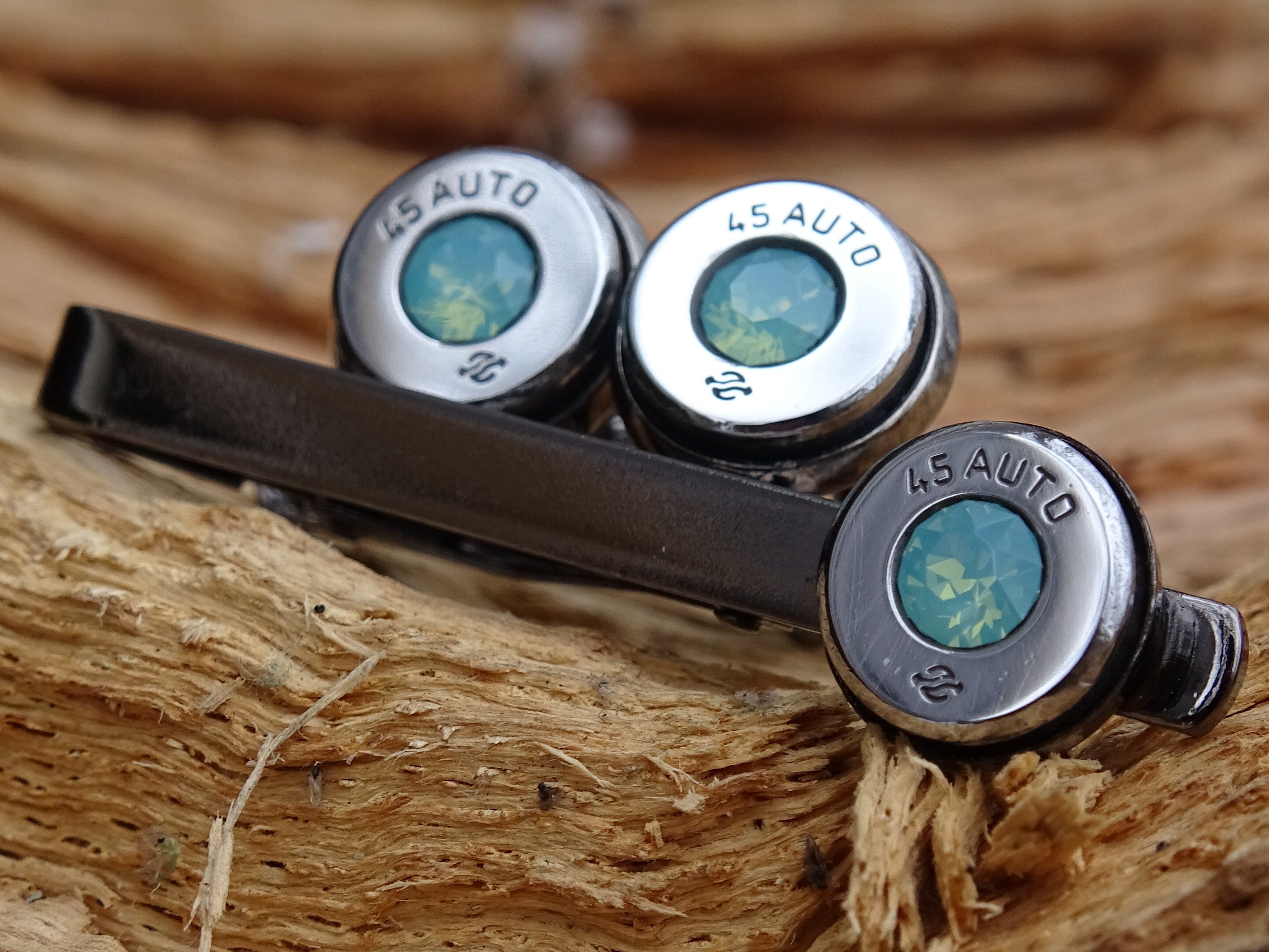 Bullet cufflinks high polished green opal __etsy:2773989090