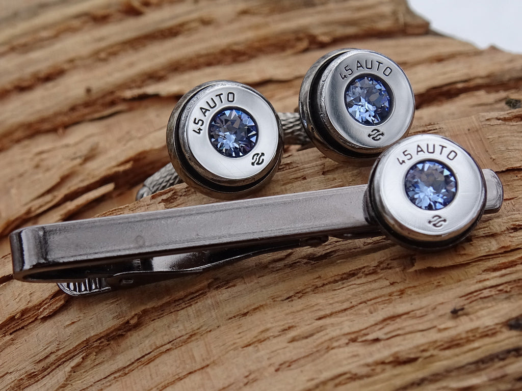 Bullet cufflinks high polished light sapphire __etsy:2773658148
