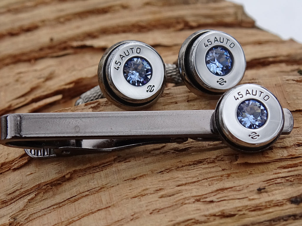 Bullet cufflinks high polished light sapphire __etsy:2773658684