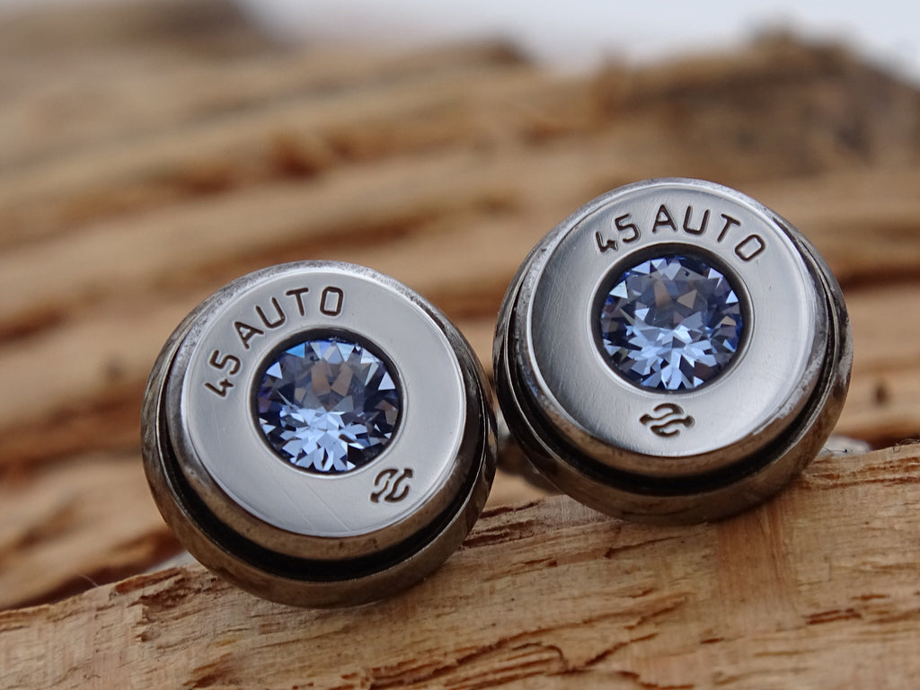 Bullet cufflinks high polished light sapphire __etsy:2773659940