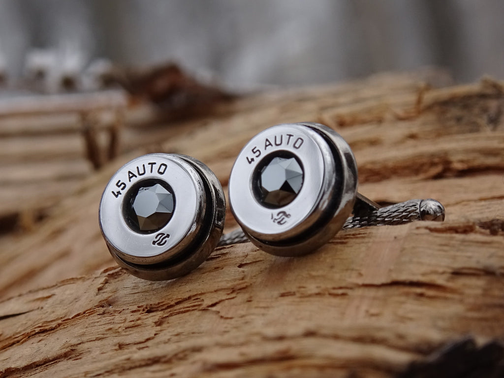 Bullet cufflinks high polished onyx __etsy:2773635224