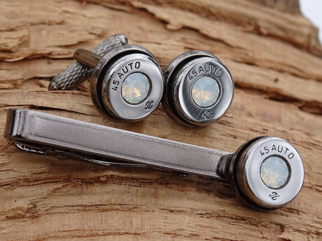 Bullet cufflinks high polished opal __etsy:2773799612