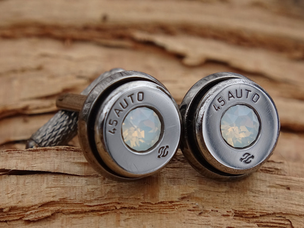 Bullet cufflinks high polished opal __etsy:2773805498