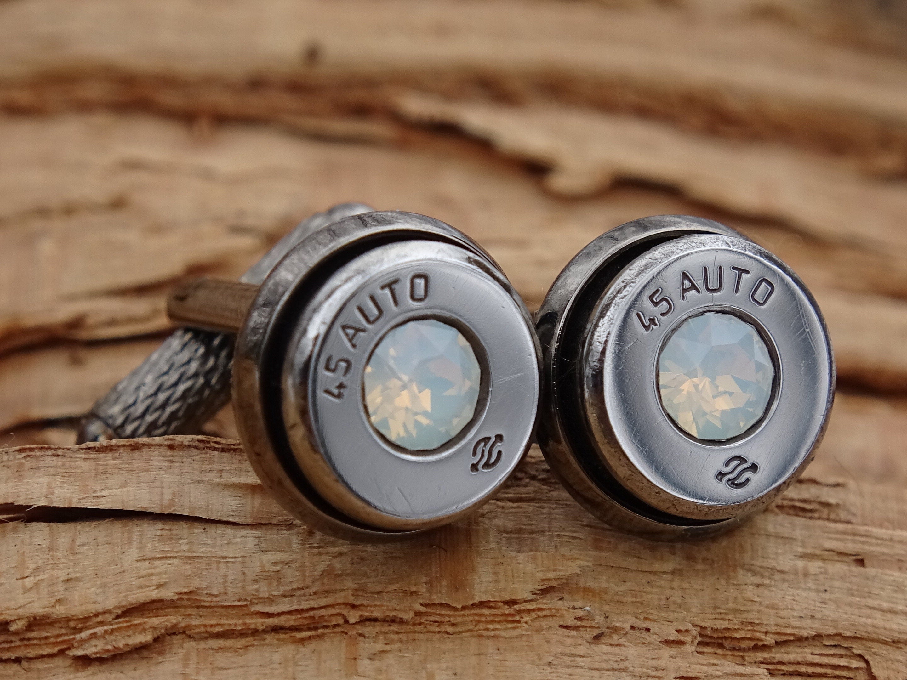 Bullet cufflinks high polished opal __etsy:2773805498