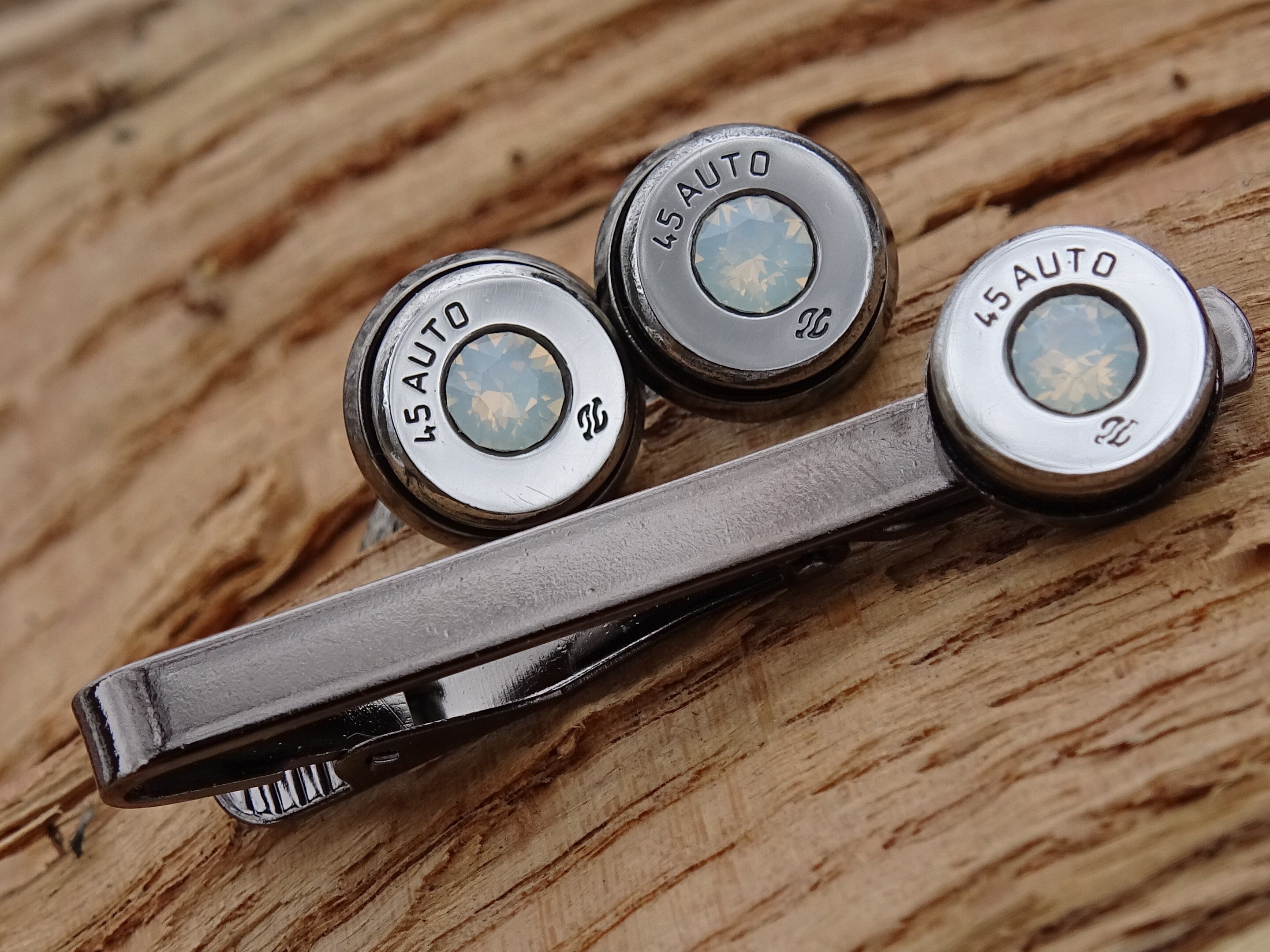 Bullet cufflinks high polished opal __etsy:2821481739
