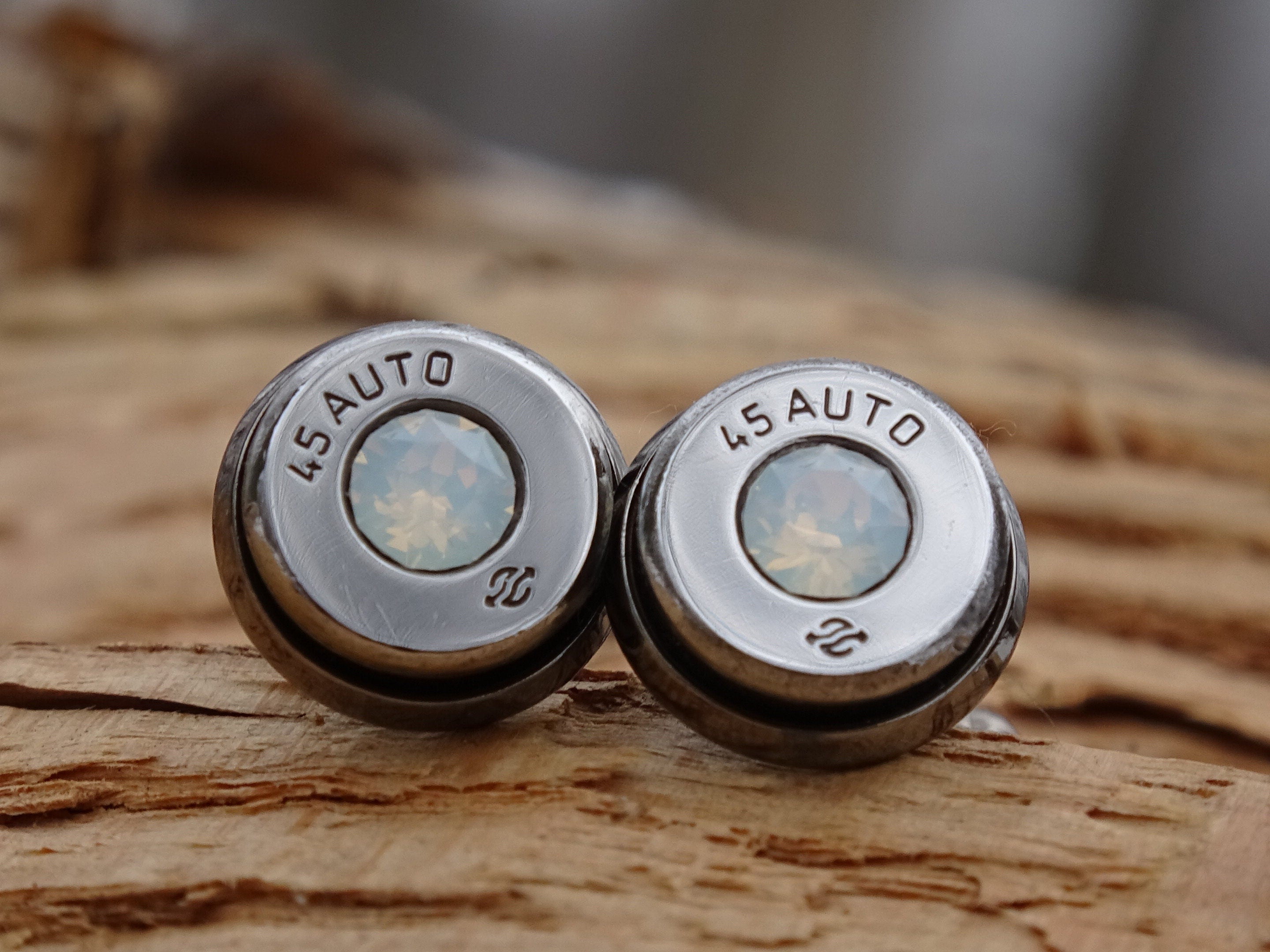 Bullet cufflinks high polished opal __etsy:2773805600