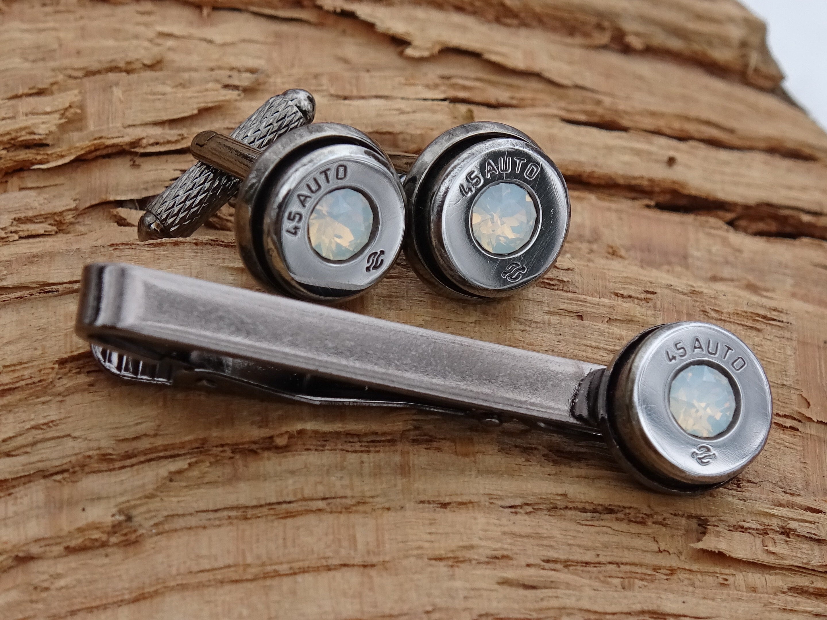 Bullet cufflinks high polished opal __etsy:2773799784
