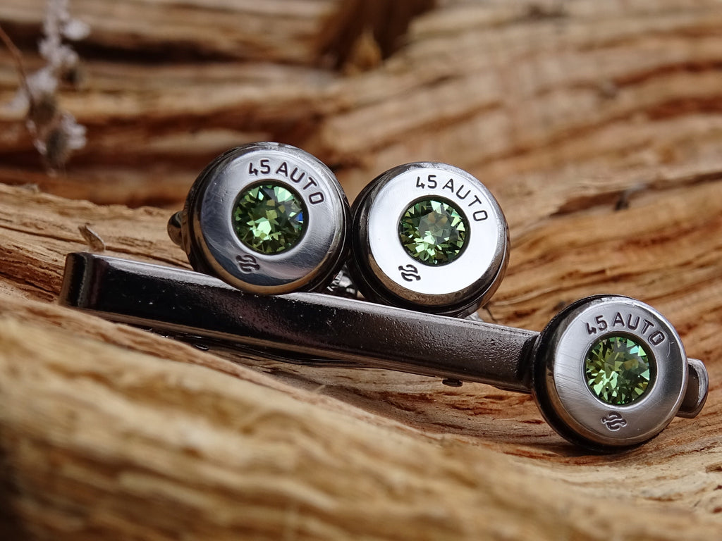 Bullet cufflinks high polished peridot __etsy:2773953184