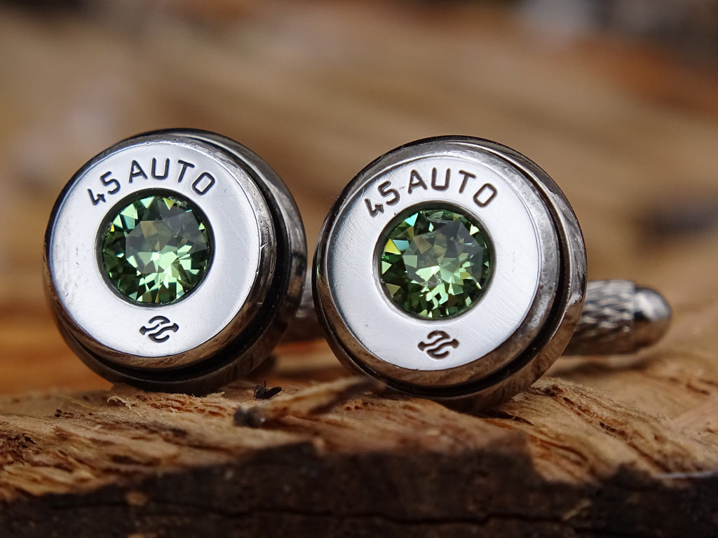 Bullet cufflinks high polished peridot __etsy:2773958598