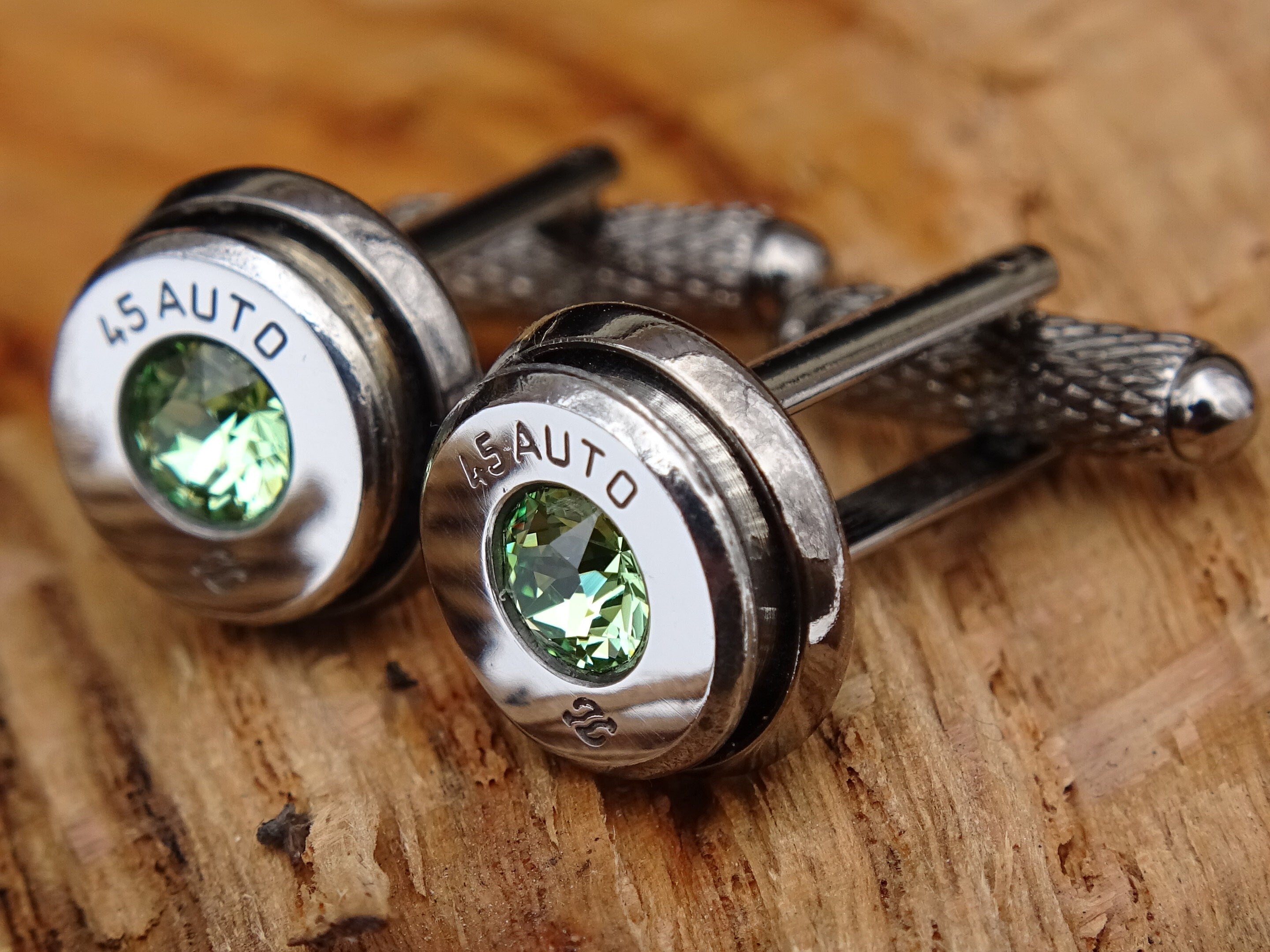Bullet cufflinks high polished peridot __etsy:2821636255