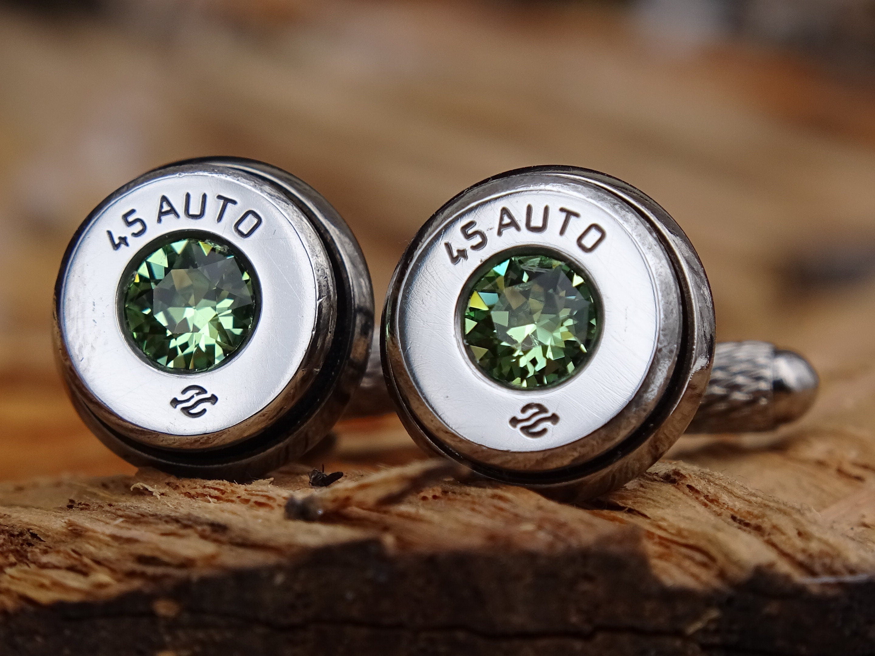 Bullet cufflinks high polished peridot __etsy:2773954054