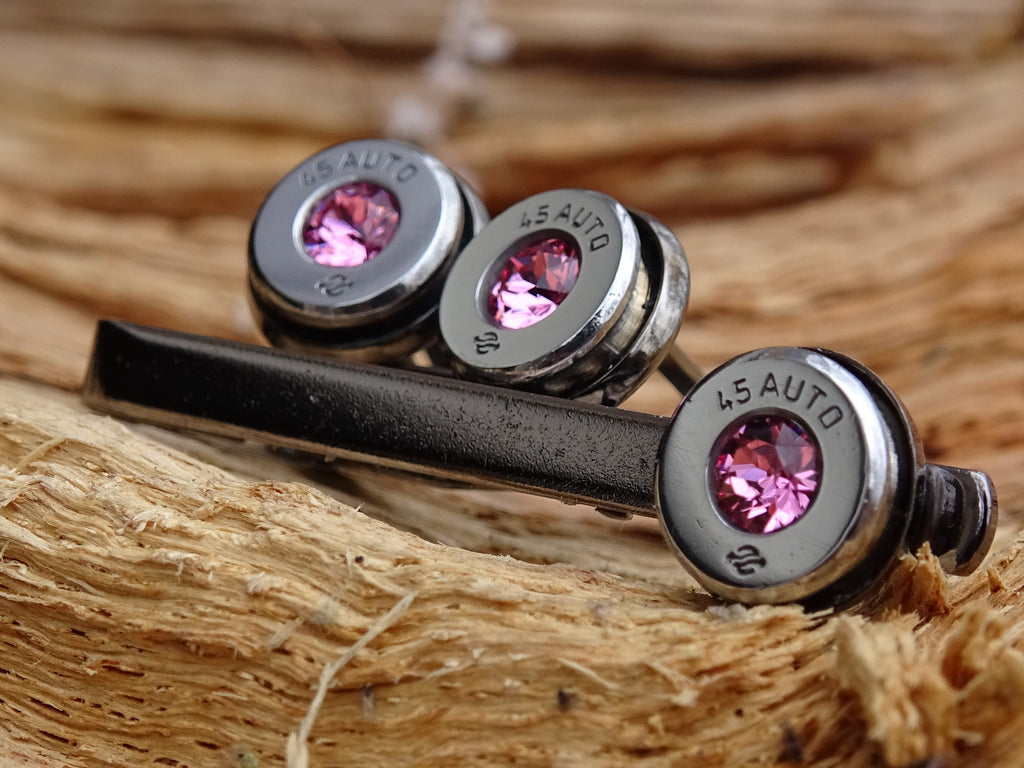 Bullet cufflinks high polished pink tourmaline __etsy:2821643673