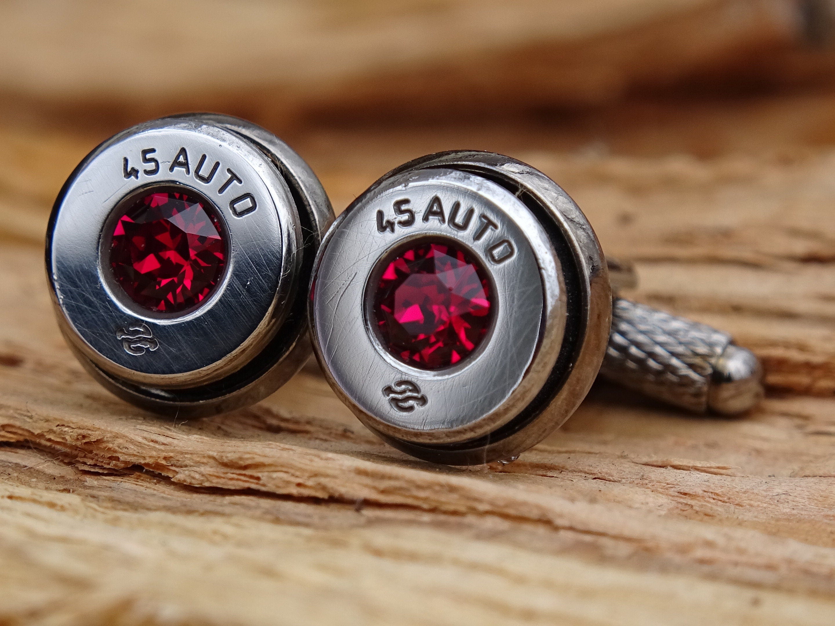 Bullet cufflinks high polished ruby __etsy:2773935858