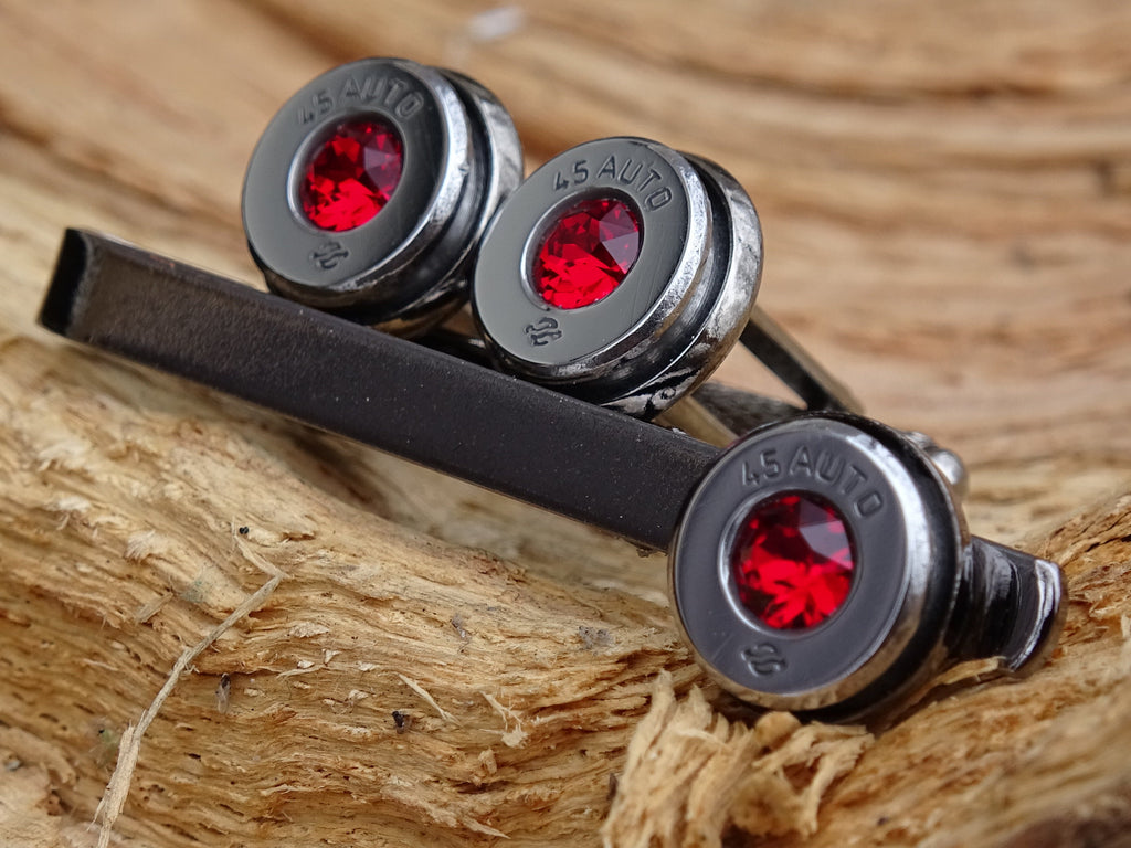 Bullet cufflinks high polished siam red __etsy:2821952389