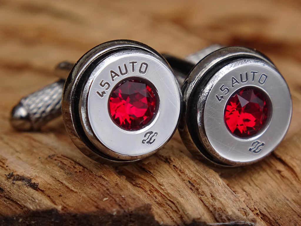 Bullet cufflinks high polished siam red __etsy:2821960087