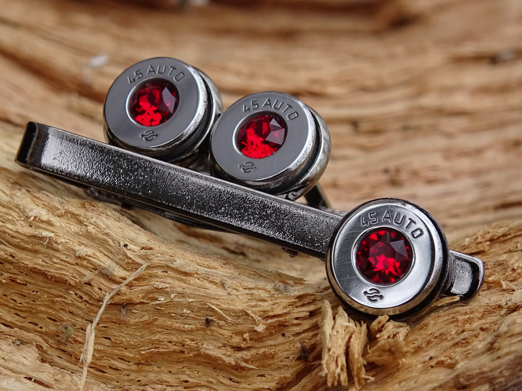 Bullet cufflinks high polished siam red __etsy:2774269502