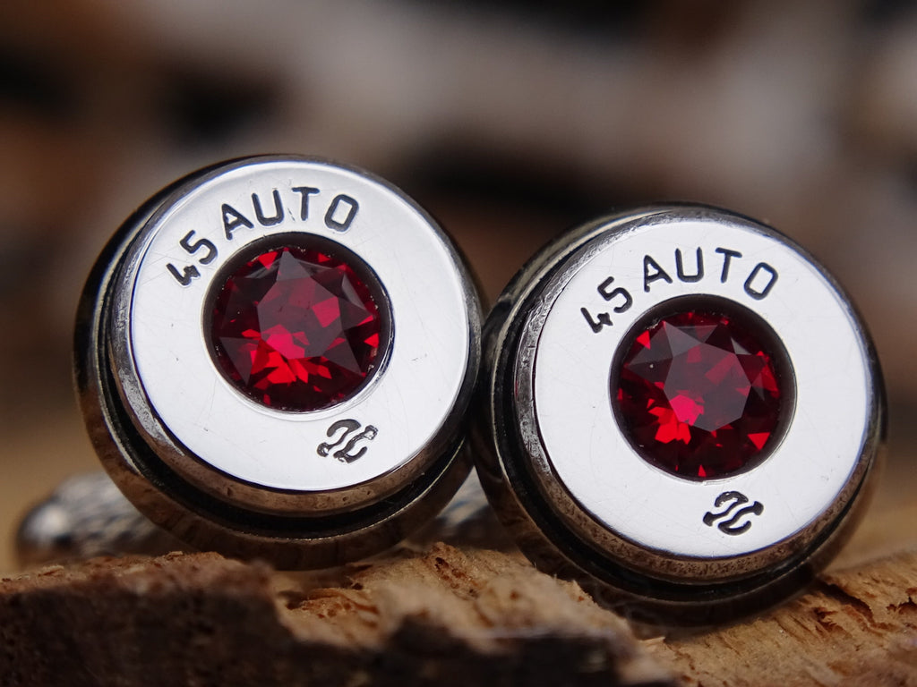 Bullet cufflinks high polished siam red __etsy:2821960329