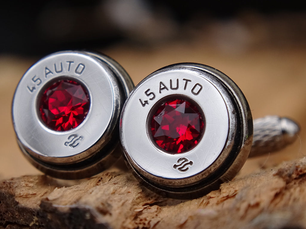 Bullet cufflinks high polished siam red __etsy:2774270800