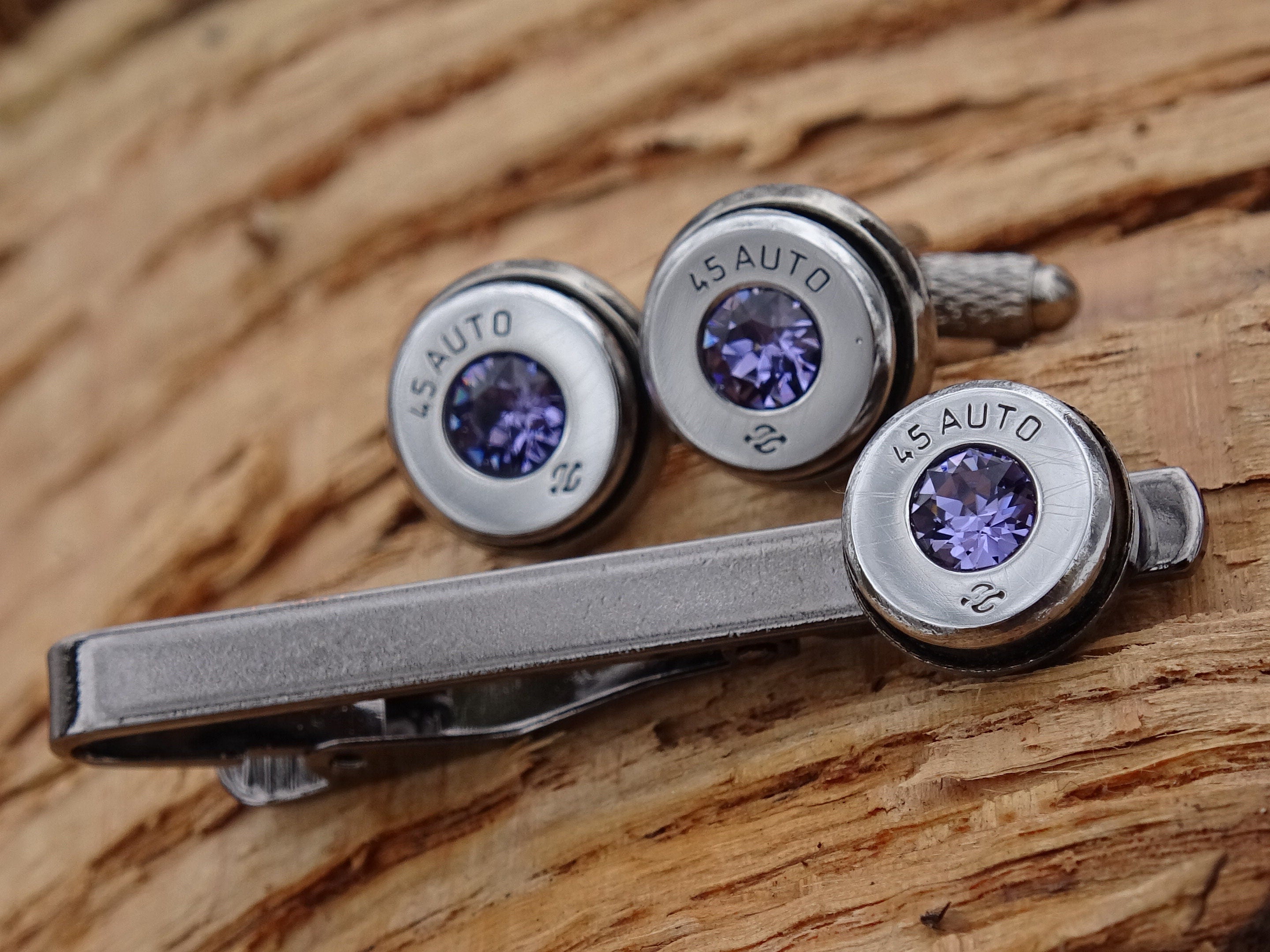 Bullet cufflinks high polished tanzanite __etsy:2773821154