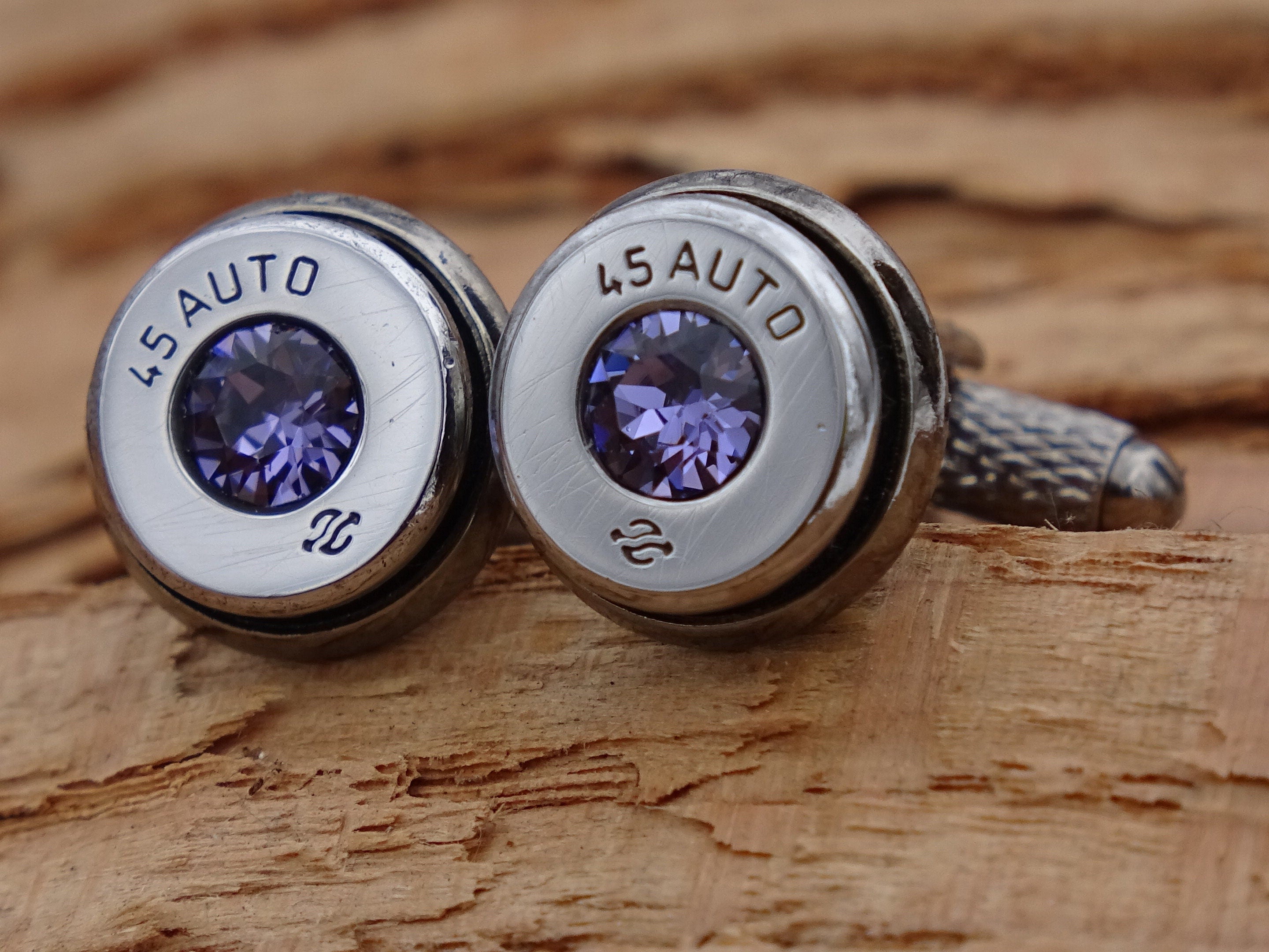 Bullet cufflinks high polished tanzanite __etsy:2821508847
