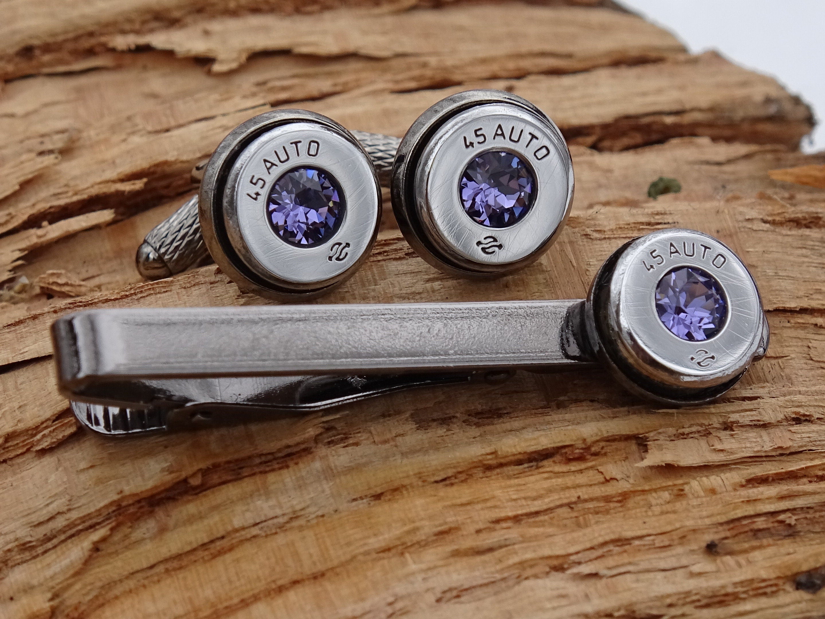 Bullet cufflinks high polished tanzanite __etsy:2821503381