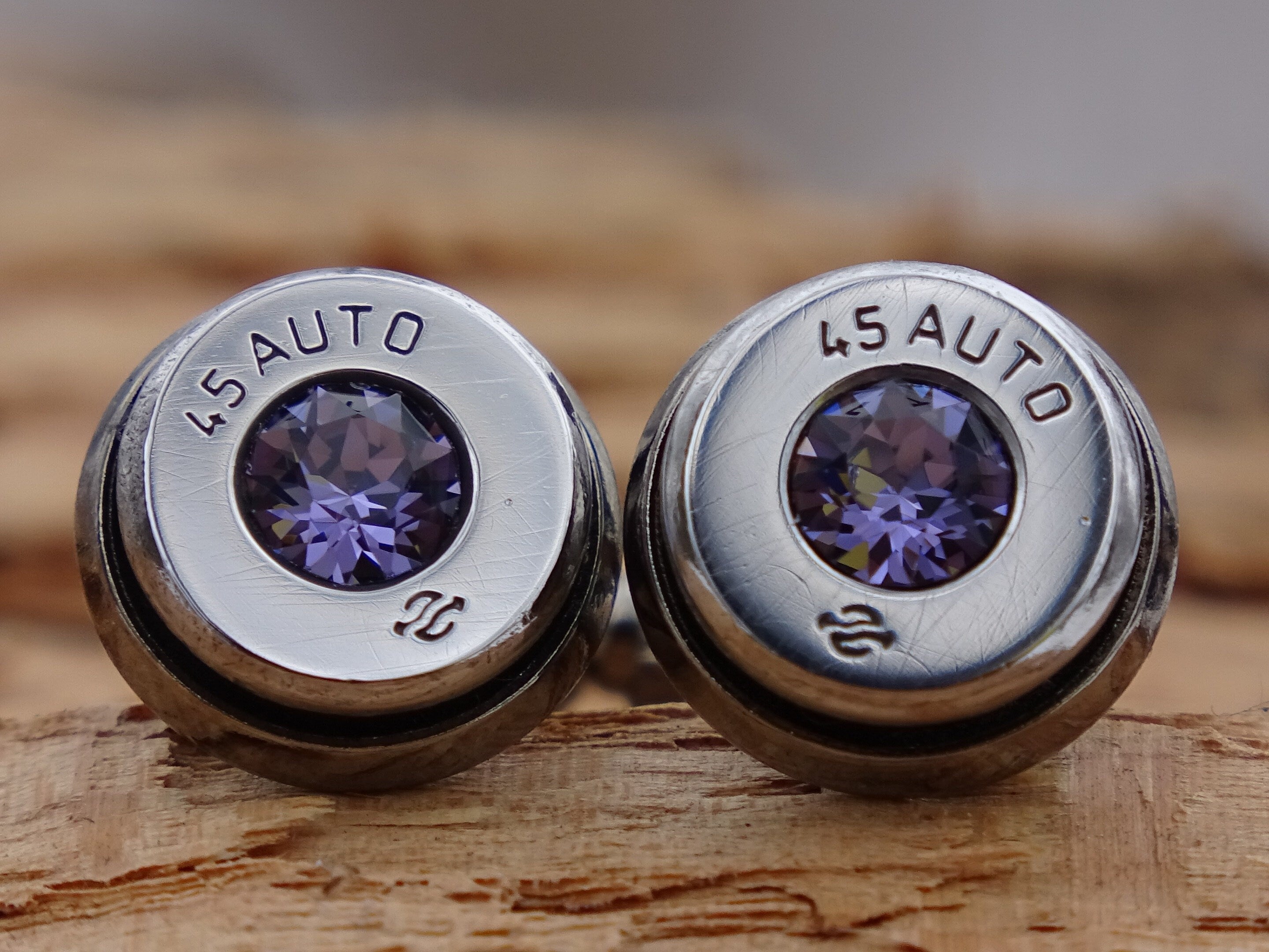 Bullet cufflinks high polished tanzanite __etsy:2821508651