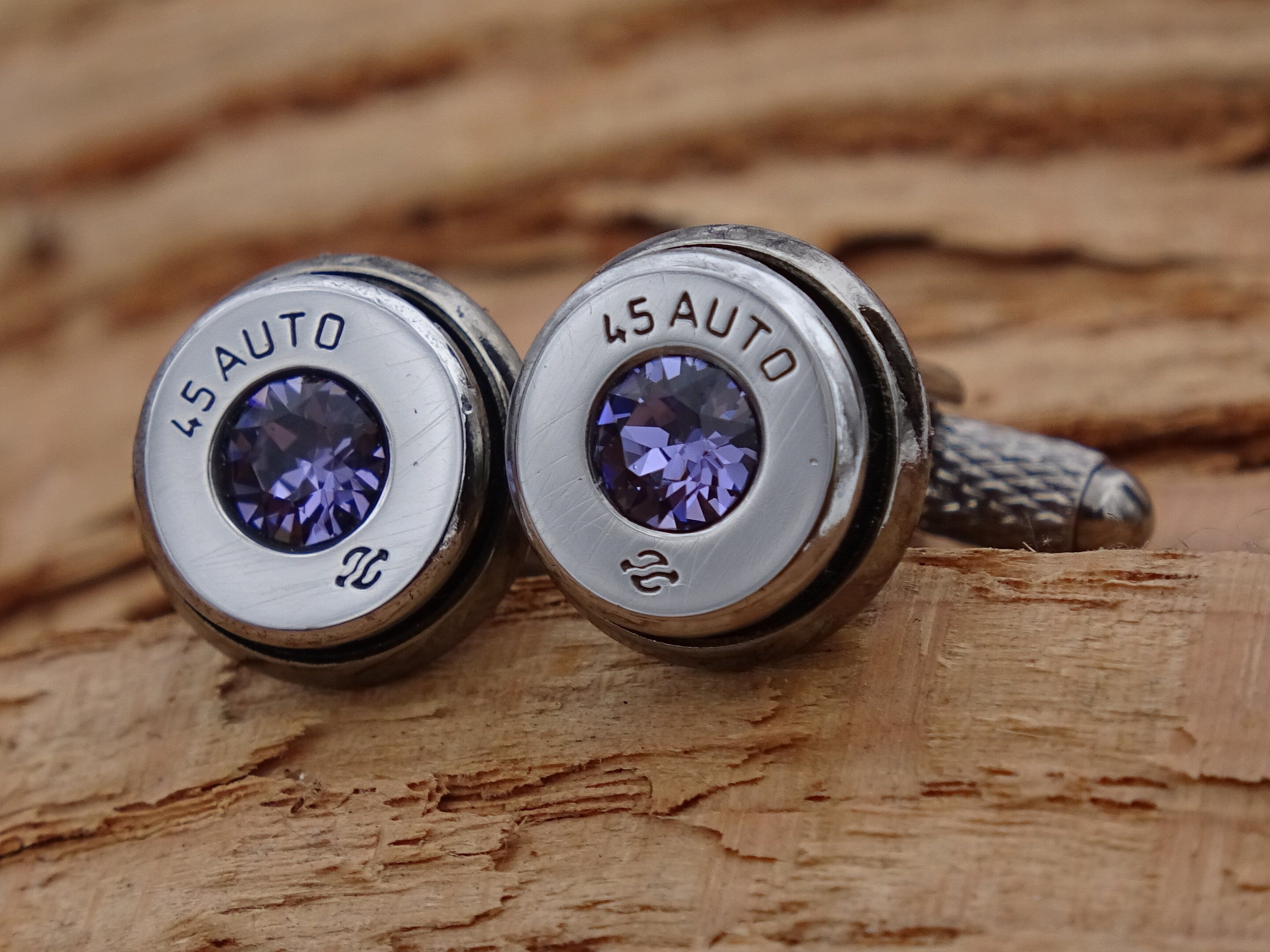 Bullet cufflinks high polished tanzanite __etsy:2821508757