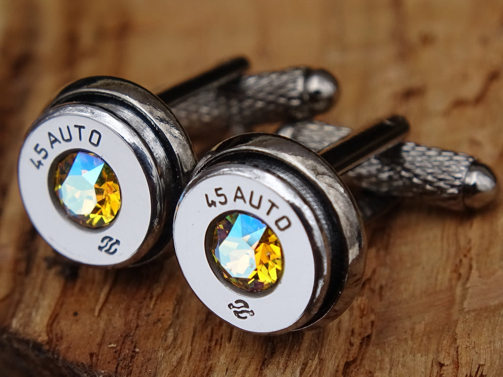 Bullet cufflinks high polished topaz shimmer __etsy:2821709063