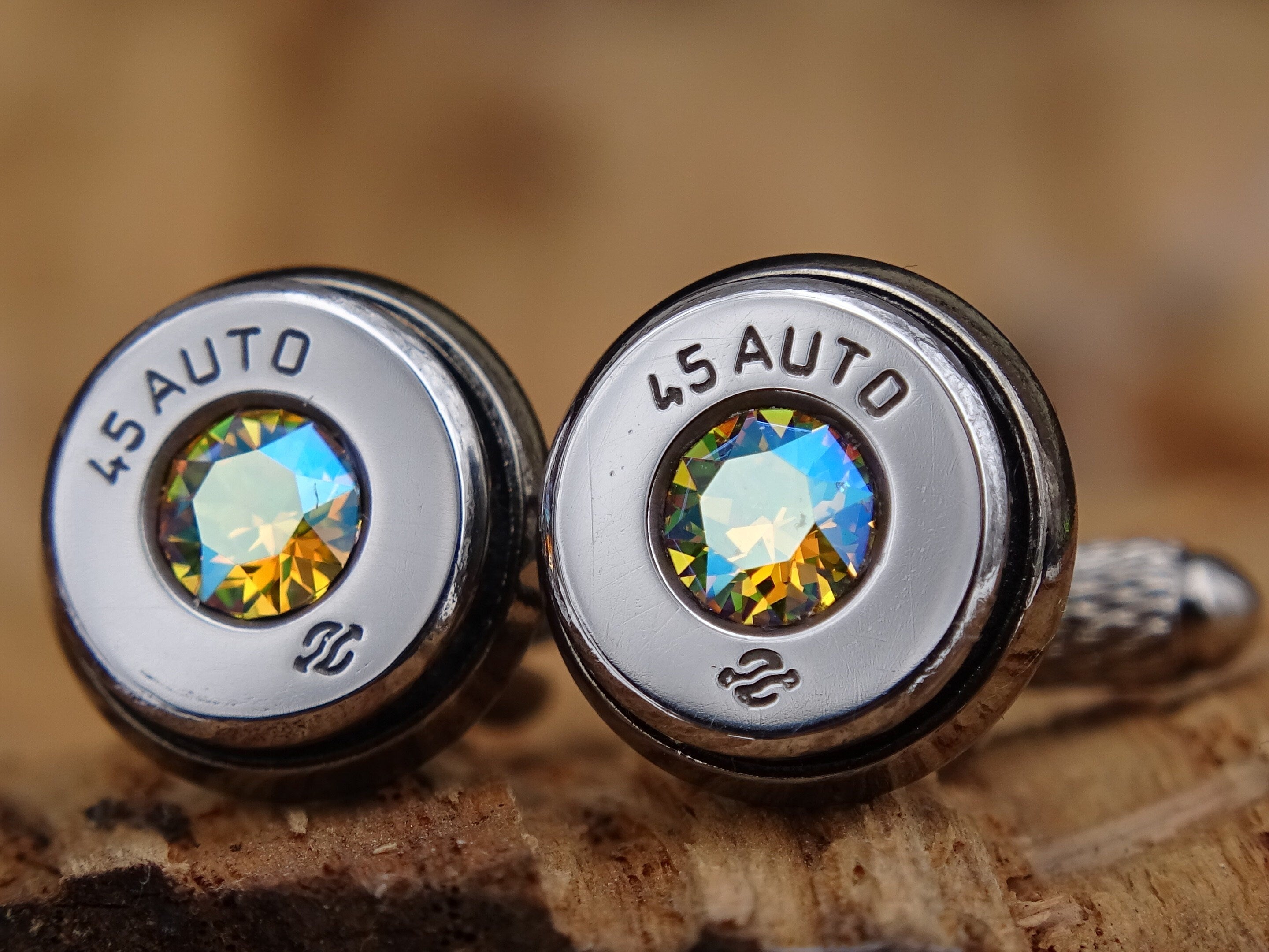 Bullet cufflinks high polished topaz shimmer __etsy:2774022012