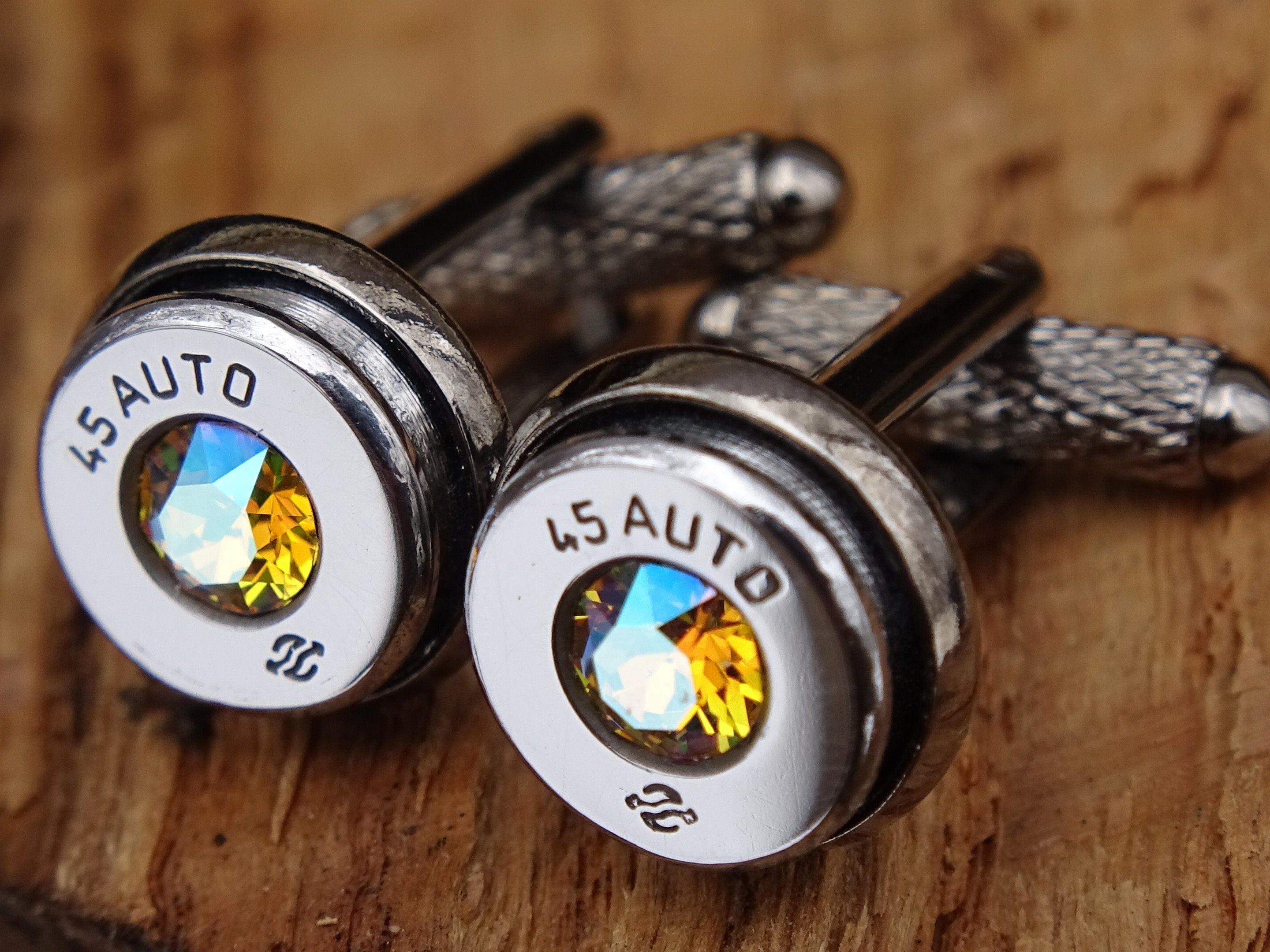 Bullet cufflinks high polished topaz shimmer __etsy:2774022252