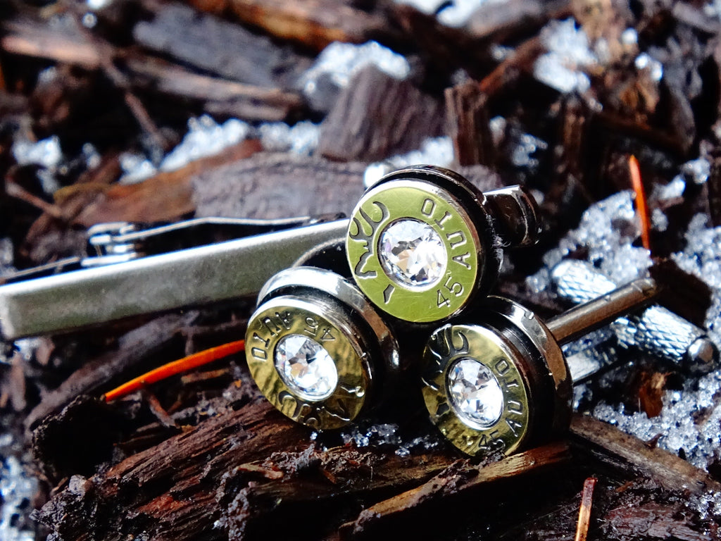 Bullet cufflinks tie clip luxury set LIMITED EDITION bi-tone __etsy:2194243420
