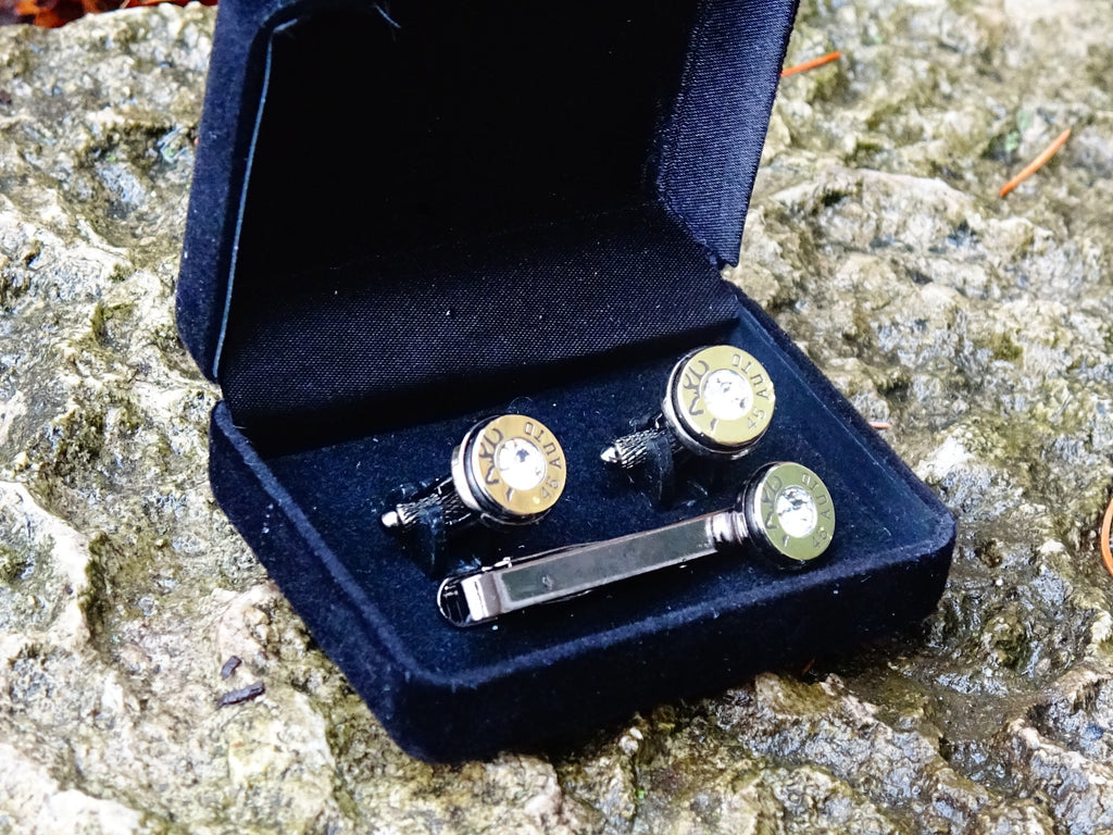 Bullet cufflinks tie clip luxury set LIMITED EDITION bi-tone __etsy:2241792159