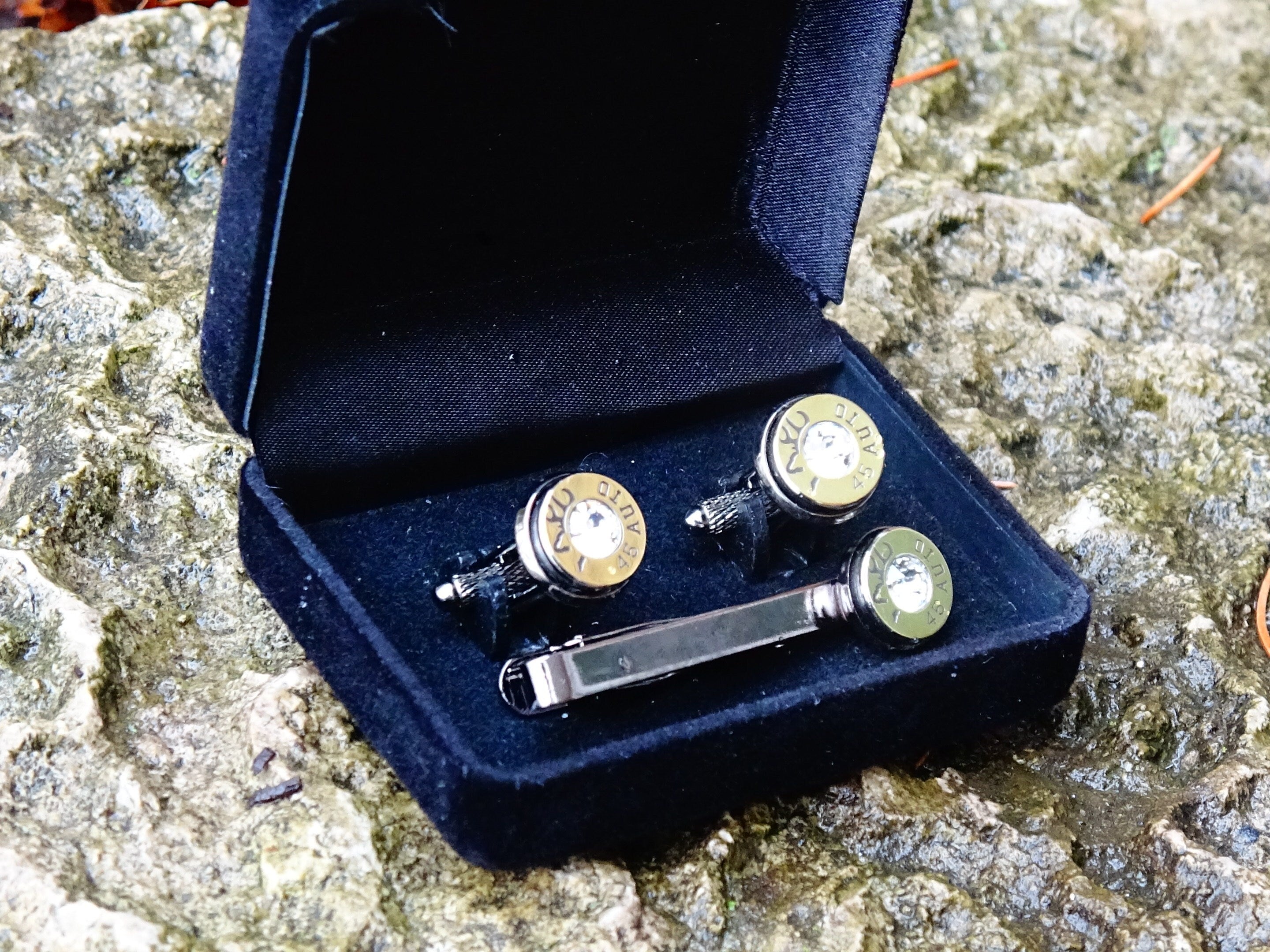 Bullet cufflinks tie clip luxury set LIMITED EDITION bi-tone __etsy:2241792159