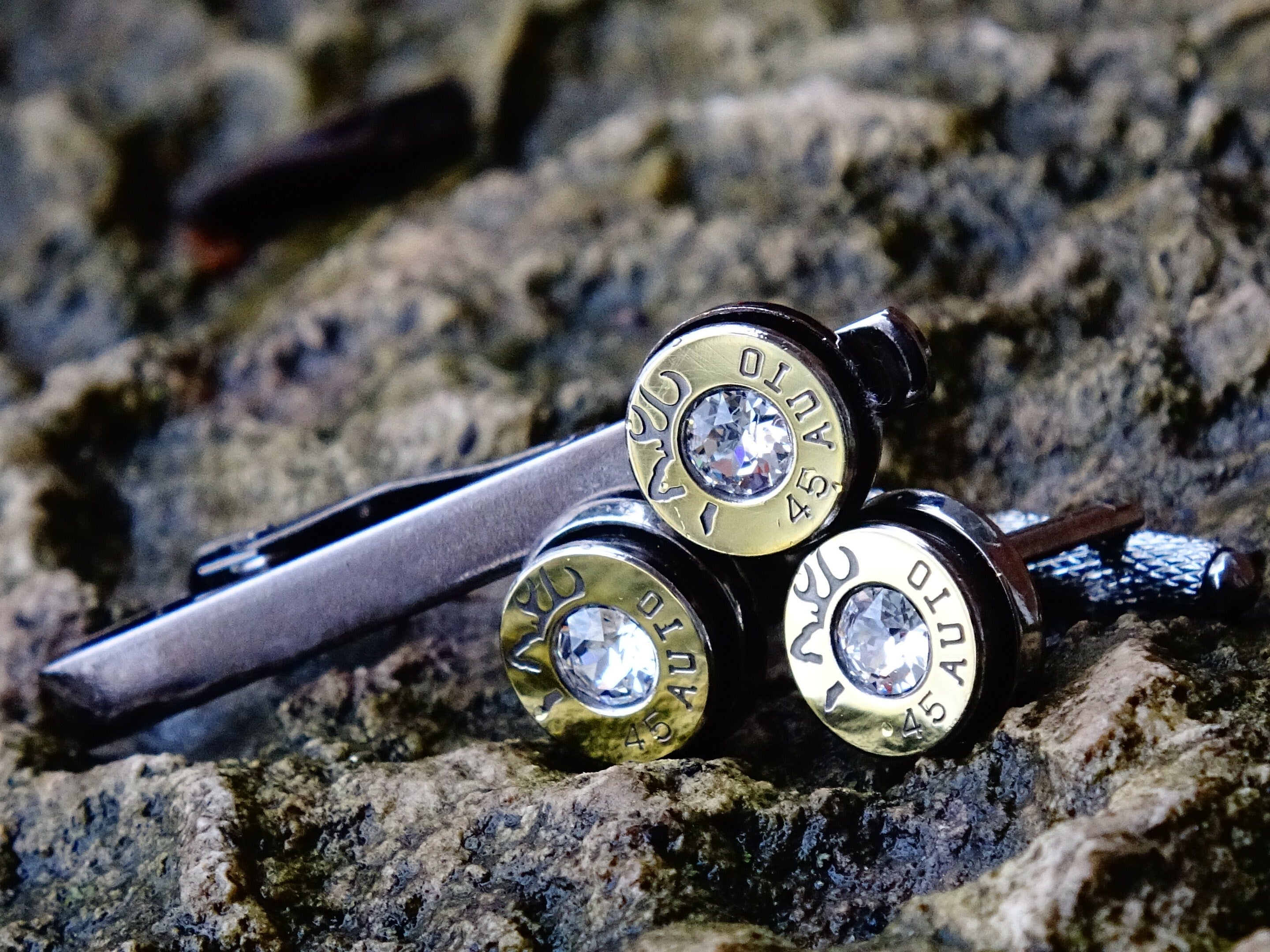 Bullet cufflinks tie clip luxury set LIMITED EDITION bi-tone __etsy:2241791921