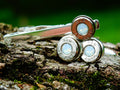 Bullet cufflinks & tie clip set opal __etsy:2329812954