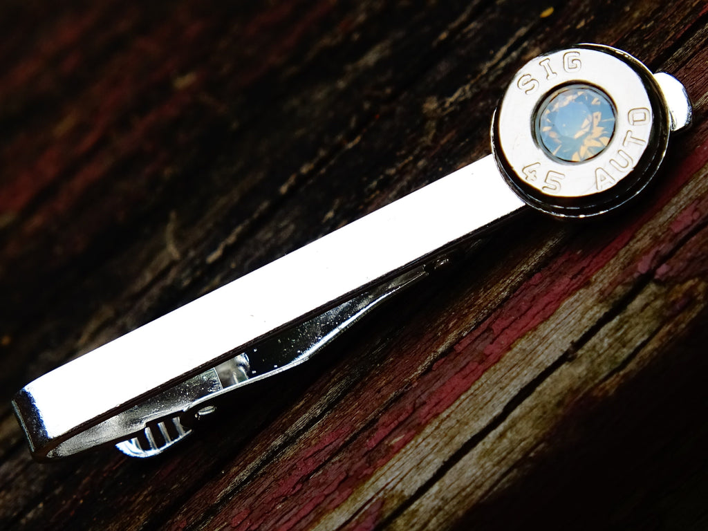 Bullet cufflinks & tie clip set opal __etsy:2377403731