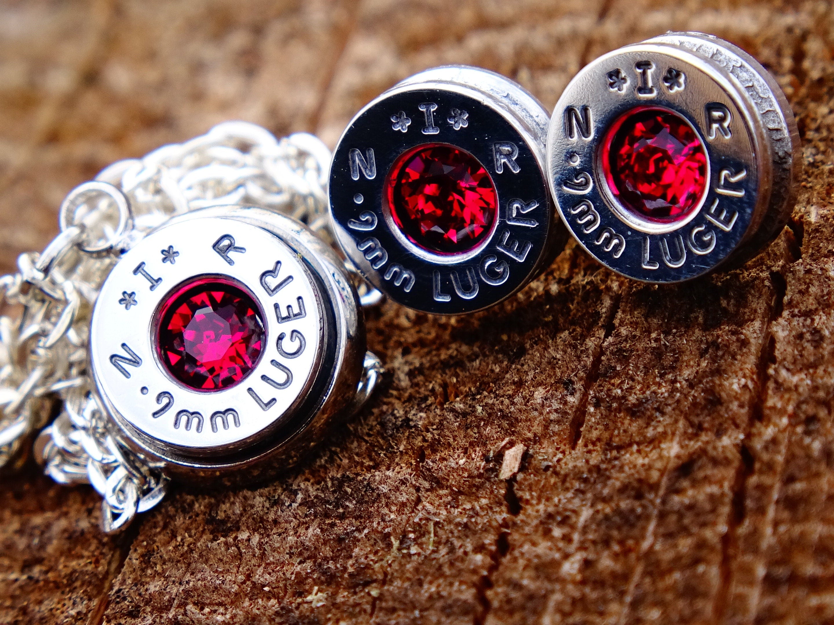 Bullet earring & necklace ruby __etsy:2258844208