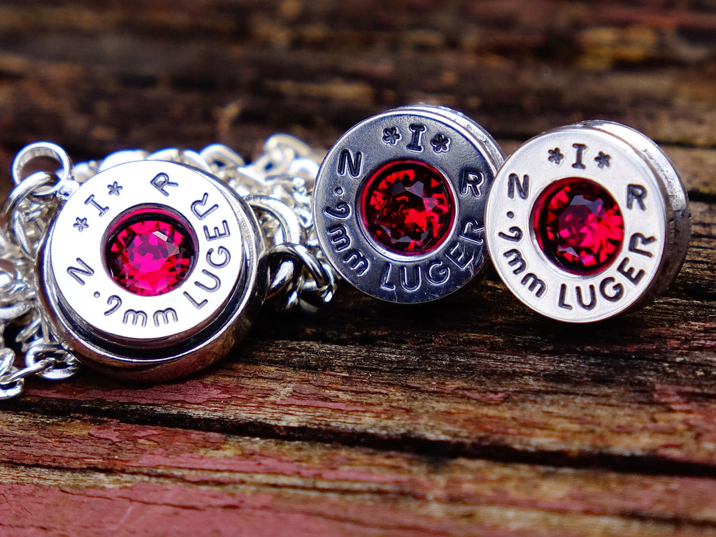 Bullet earring & necklace ruby __etsy:2306447677