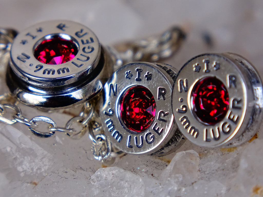 Bullet earring & necklace ruby __etsy:2258844466