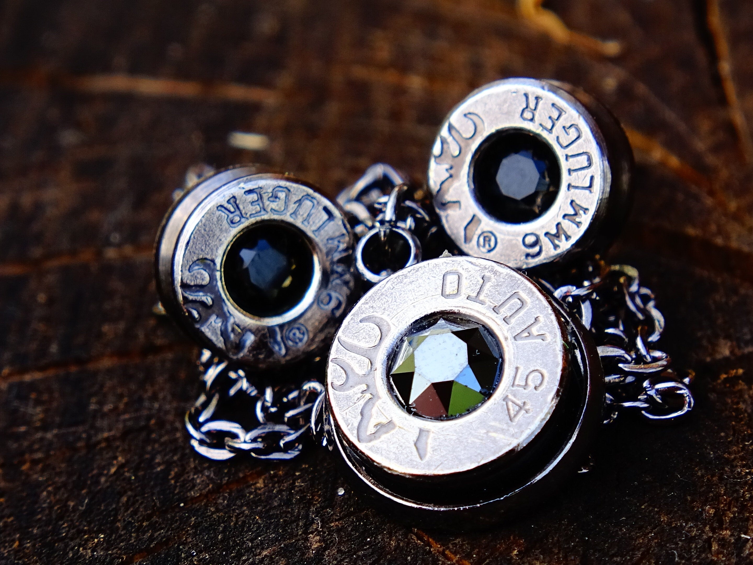 Bullet earring necklace set gun metal onyx __etsy:2347551897