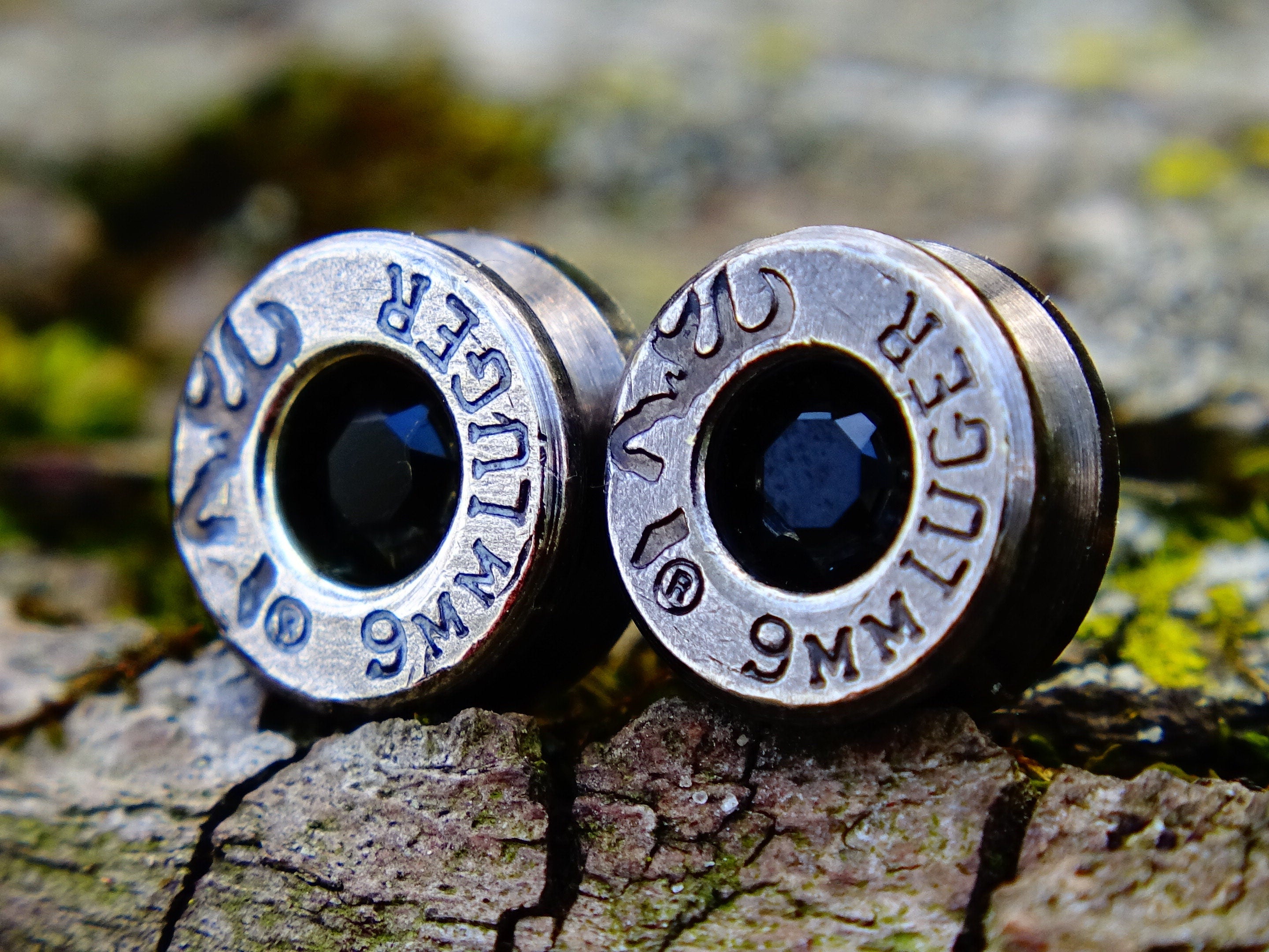 Bullet earring necklace set gun metal onyx __etsy:2347552005